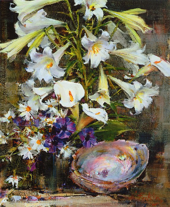 Lilies with shell (1934-1955). Nikolay Feshin