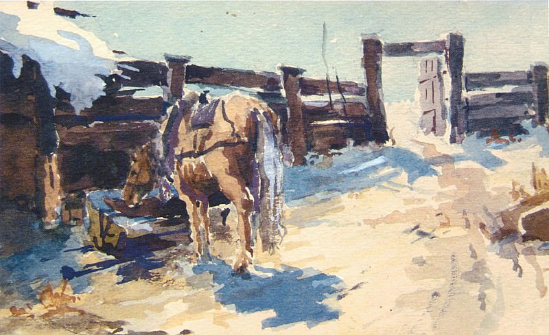In the barnyard (1900s). Nikolay Feshin