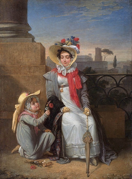 Portrait of an unknown woman with a girl. Petr Basin