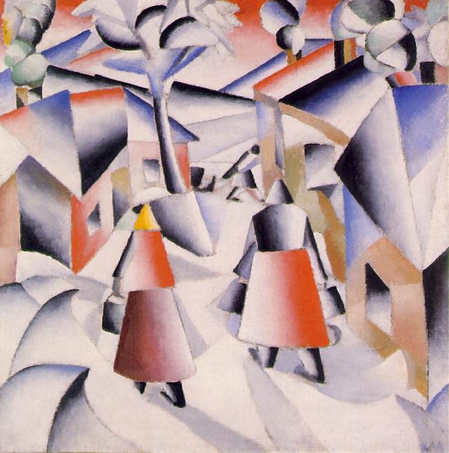 MALEVITJ MORNING IN THE COUNTRY AFTER SNOWSTORM 1912 SOLOMON. Kazimir Malevich