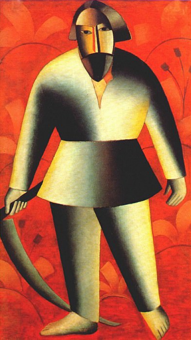 malevich reaper on red background 1912-13. Казимир Северинович Малевич