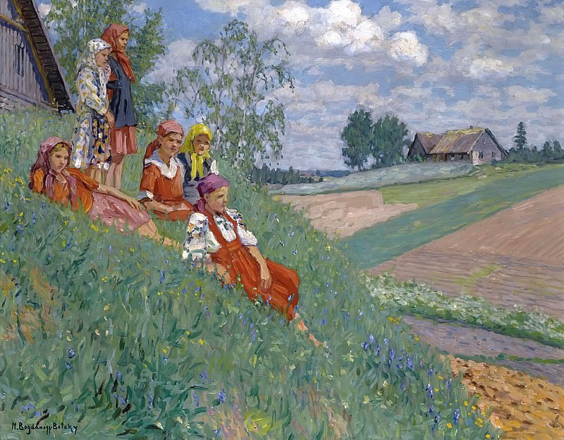Children In A Meadow. Nikolai Petrovich Bogdanov-Belsky