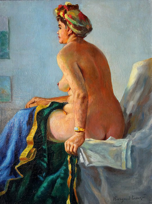 Naked woman sitting. Nikolai Petrovich Bogdanov-Belsky