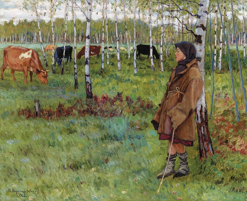 Daydreaming among the birches. Nikolai Petrovich Bogdanov-Belsky