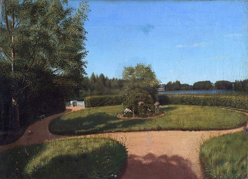 View of the front garden in the estate of N.P. Milyukov "Ostrovki", Tver province