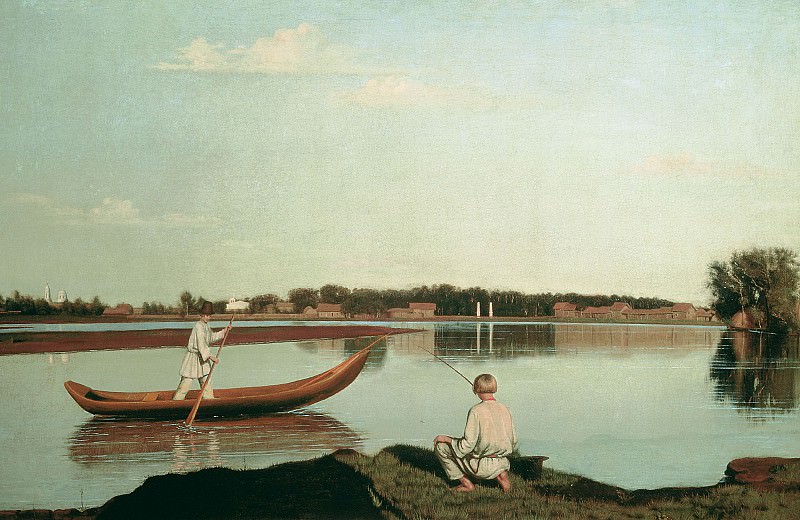 Рыбаки. Вид в Спасском. Вторая половина 1840 х, холст, масло, 67х102 см. Grigory Soroka