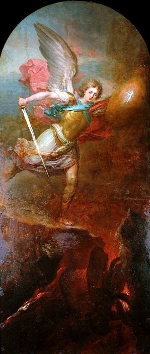 Archangel Michael overthrows Satan to Hell. Vladimir Borovikovsky