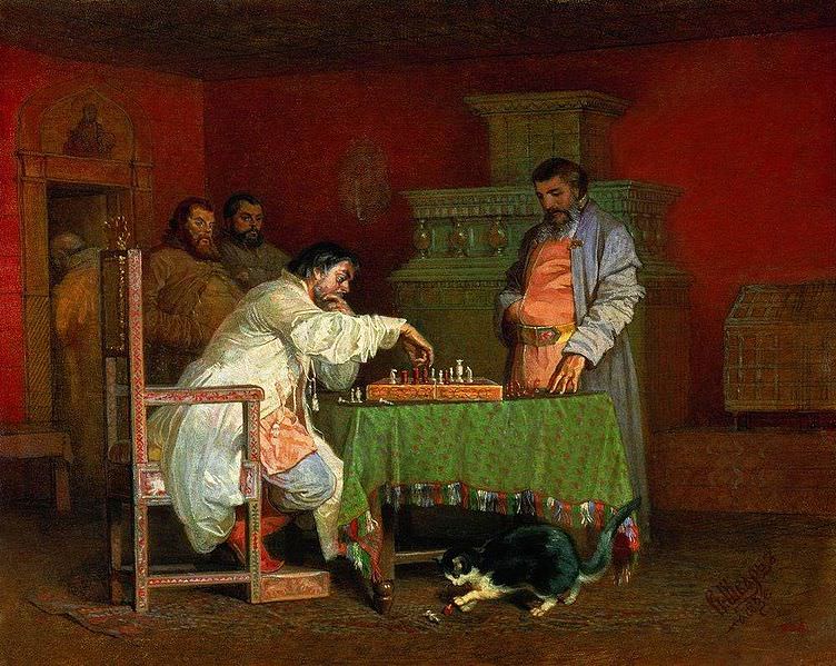 Scene from everyday life of Russian tsars (chess game). Vyacheslav Schwarz