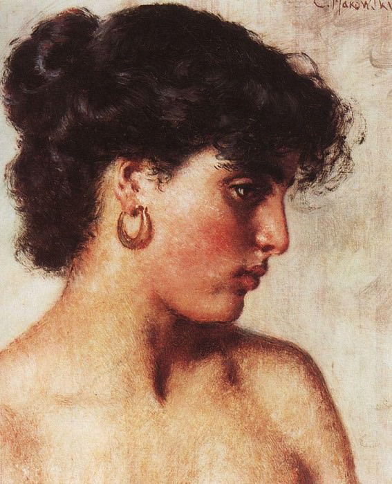 Portrait of a dark-haired beauty. Konstantin Makovsky