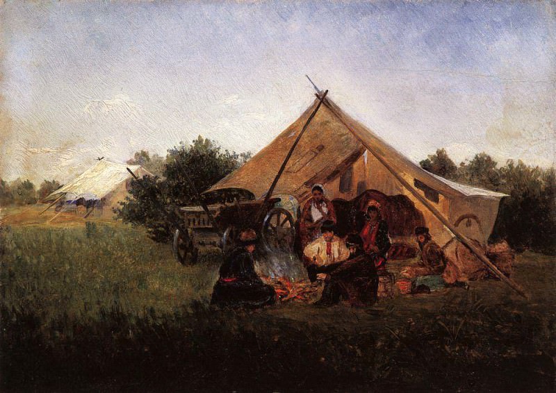 Gypsy camp by the fire. Konstantin Makovsky