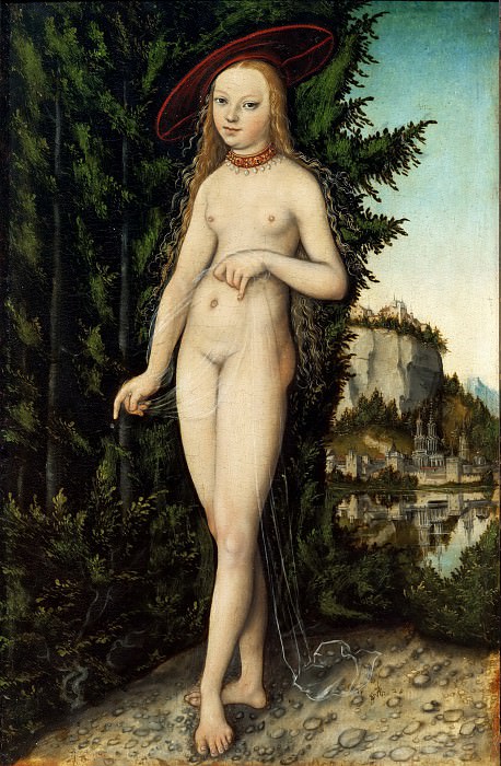 Lucas Cranach the elder -- Venus Standing in a Landscape. Part 5 Louvre