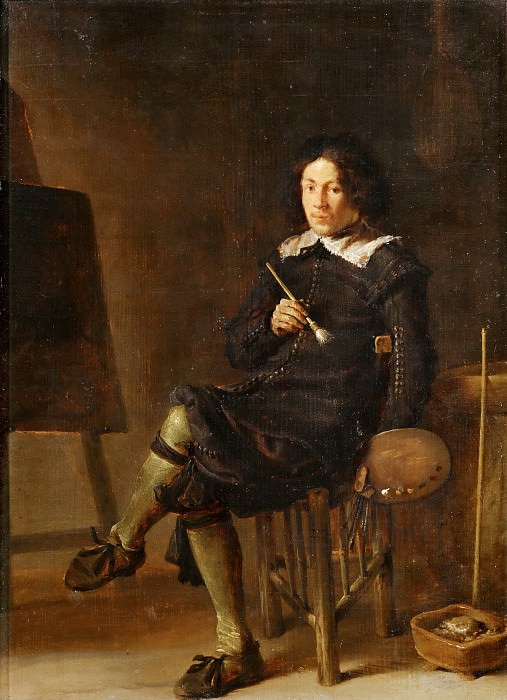 Cornelis Saftleven (1607-1681) -- Self-Portrait with Easel. Part 5 Louvre