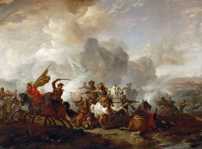 Philips Wouwerman -- A cavalry skirmish between Imperial and oriental (Turkish) troops. Part 5 Louvre