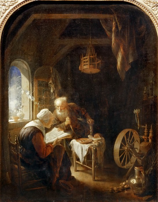 Gerrit Dou -- The Bible Lecture, or Anne and Tobit. Part 5 Louvre