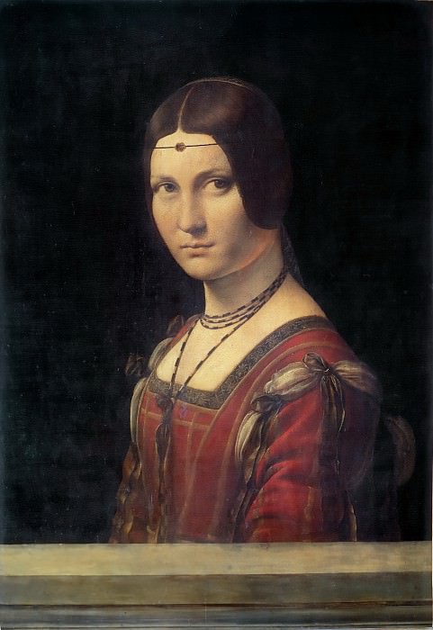 Leonardo da Vinci -- La Belle Ferronnière (Portrait of a Woman of the Court of Milan, Portrait of a Woman). Part 5 Louvre