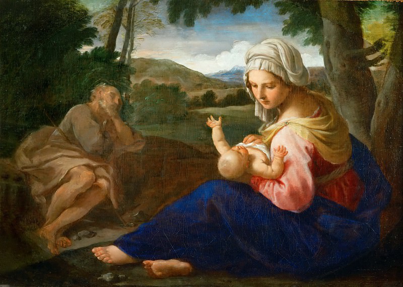 Simone Cantarini (1612-1648) -- Rest on the Flight to Egypt. Part 5 Louvre