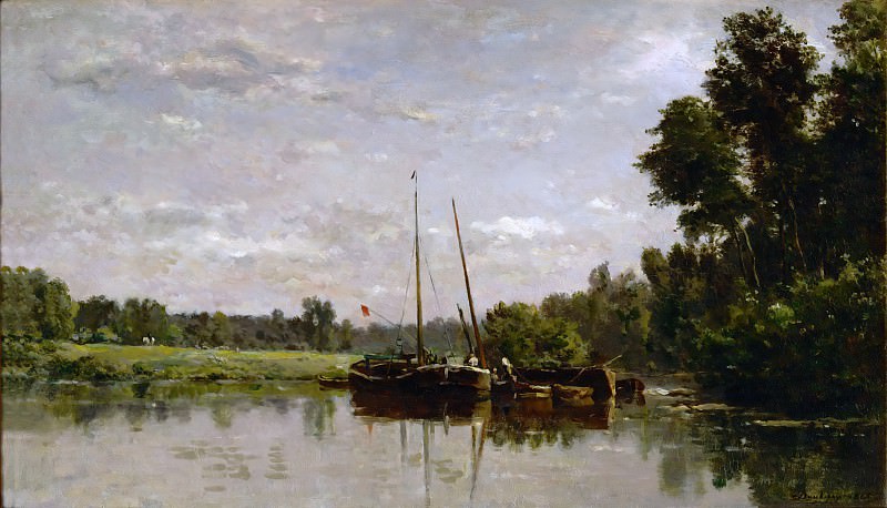 Charles François Daubigny -- The Canal Boats. Part 5 Louvre
