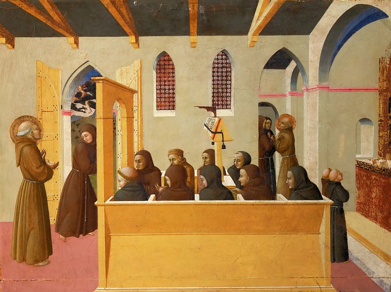 Сассетта (Стефано ди Джованни ди Консоло) (Сиена 1392-1450) -- Блаженный Раньери Разини проклинает лихоимца из Читерны. часть 5 Лувр