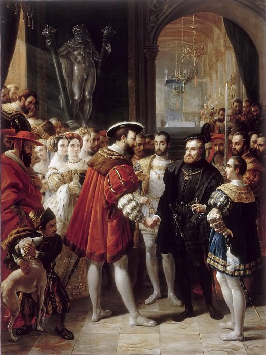 Alexandre Marie Colin -- Charles V received at the Louvre by Francis I. Part 5 Louvre