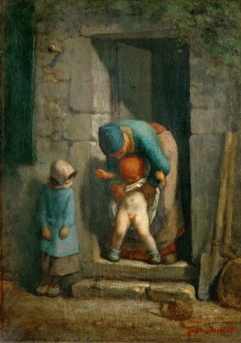 Милле, Жан-Франсуа (1814 Грюши - 1875 Барбизон) -- Материнская забота. часть 5 Лувр