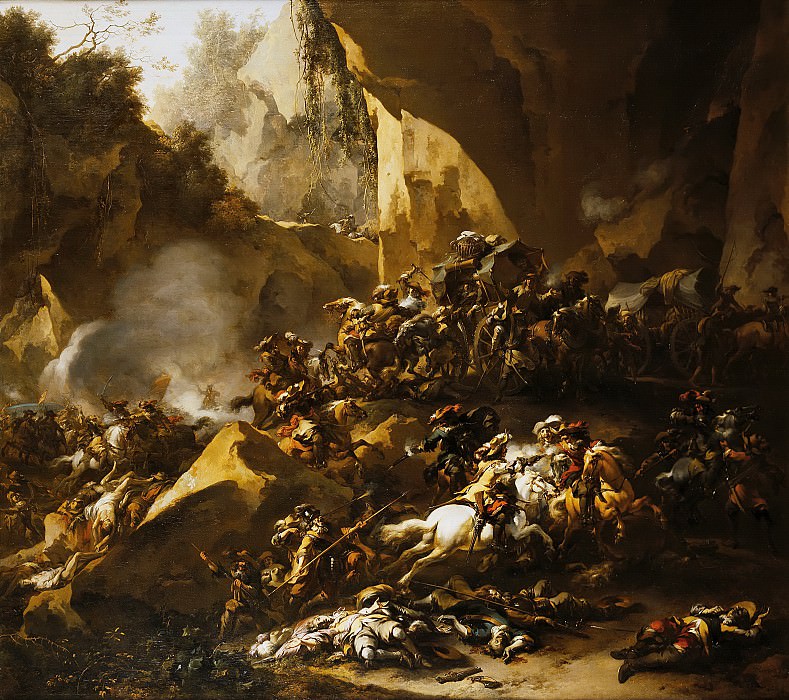 Nicolaes Pietersz. Berchem - Travellers Ambushed by Brigands. Mauritshuis