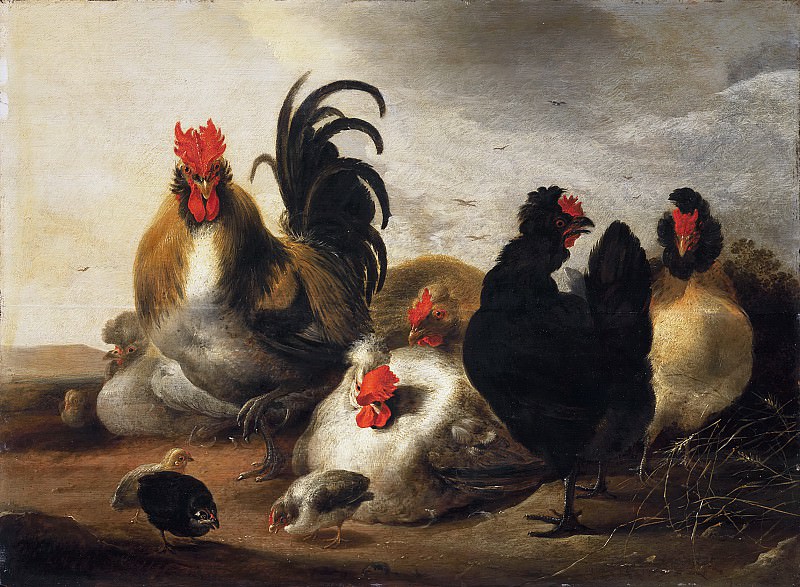 Gijsbert Gillisz d’ Hondecoeter - Cock and Hens in a Landscape. Mauritshuis