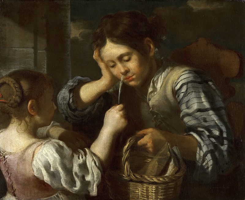 Bernhard Keil (attributed to) - Girl Teasing a Boy. Mauritshuis