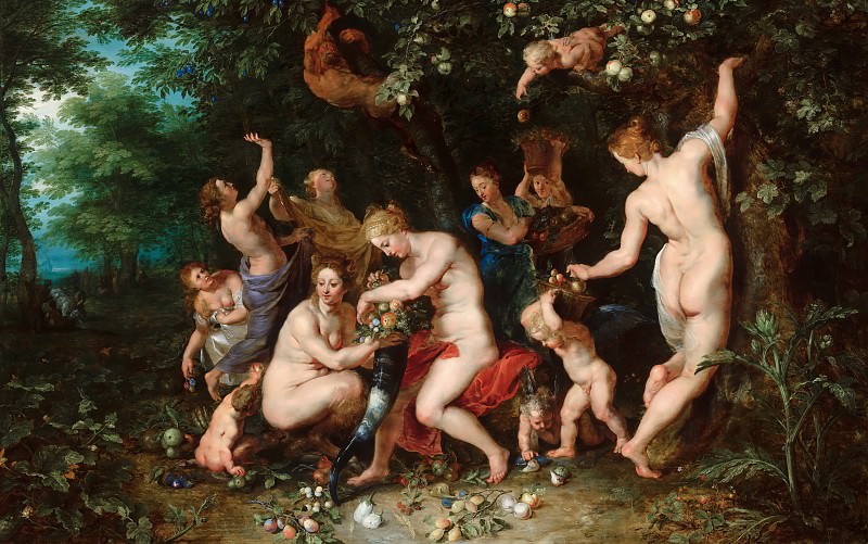 Nymphs Filling the Cornucopia. Jan Brueghel The Elder