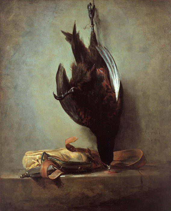 Still Life with Pheasant and Hunting Bag. Jean Baptiste Siméon Chardin