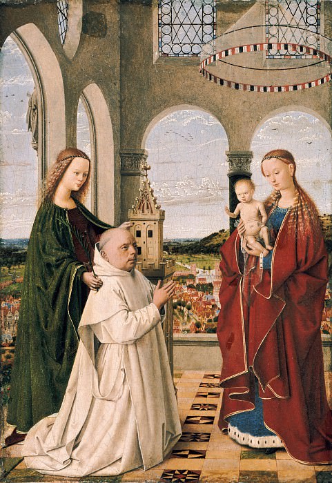 Petrus Christus (c.1410-c.1475) - Mary with the Child, St. Barbara and a Carthusian. Part 4