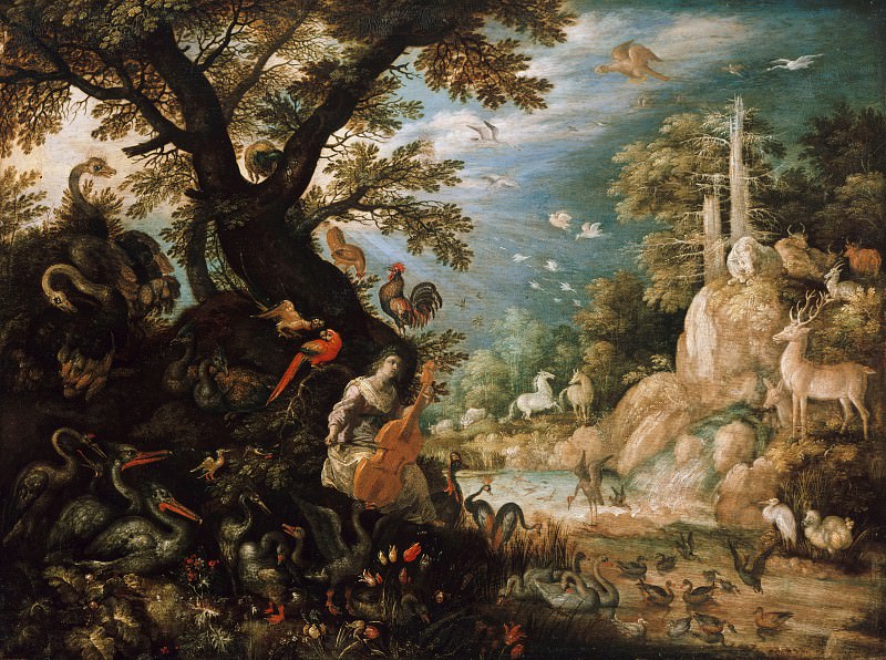 Roelant Savery (1576-1639) - Landscape with Orpheus and the animals. Part 4