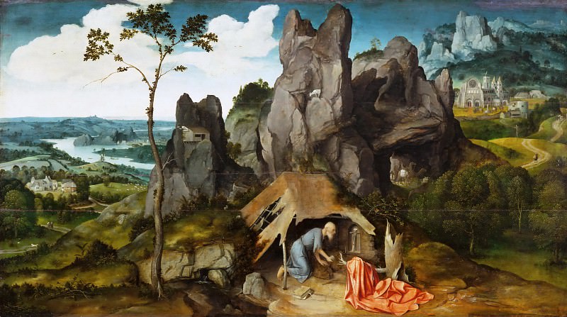 Joachim Patinir (c. 1480-before 1524) -- Landscape with Saint Jerome. Part 4 Louvre