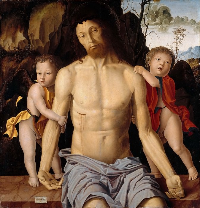 Пальмеццано, Марко (Форли ок1459-ок1539) -- Мертвый Христос, поддерживаемый ангелами. часть 4 Лувр