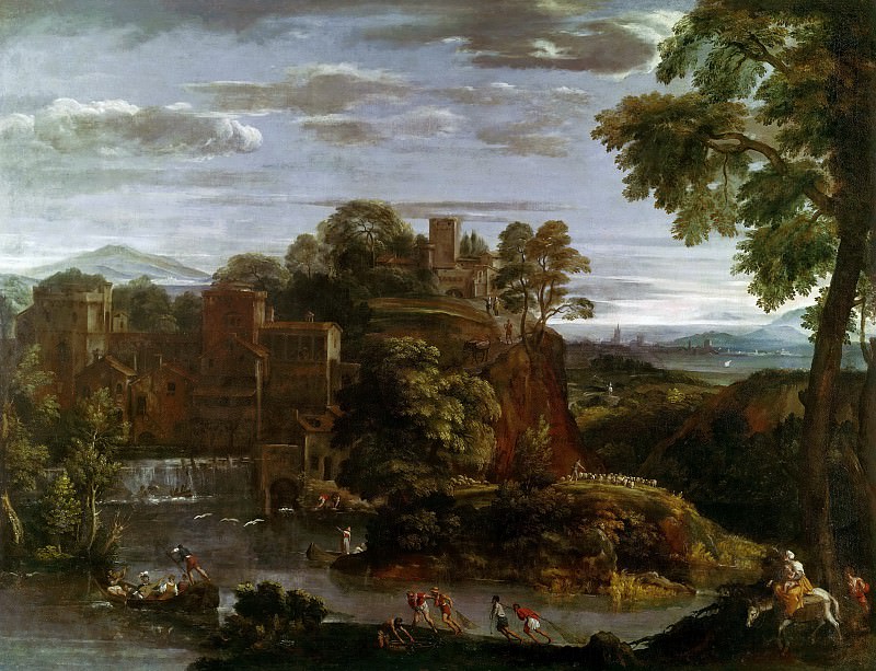 Доменикино (Доменико Дзампьери) (1581 Болонья - 1641 Неаполь) -- Пейзаж с бегством в Египет. часть 4 Лувр