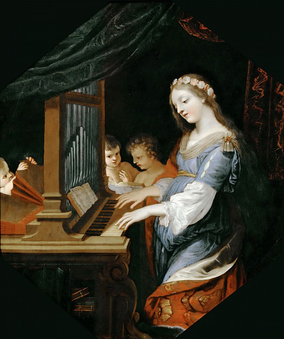 Стелла, Жак (1596 Лион - 1657 Париж) -- Святая Цецилия за органом (картина)  — часть 4 Лувр