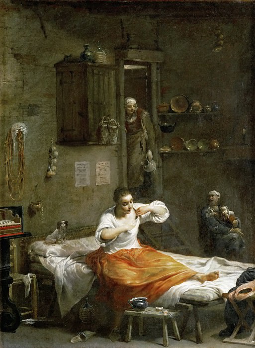Креспи, Джузеппе Мария (Ло Спаньоло) (Болонья 1665-1747) -- Женщина, ищущая блох. часть 4 Лувр