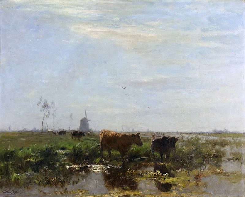 Виллем Марис -- Луг и коровы у воды, 1880-1904. Рейксмузеум: часть 3
