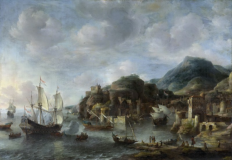 Beerstraten, Jan Abrahamsz. -- Hollandse schepen in een vreemde haven, 1658. Rijksmuseum: part 3