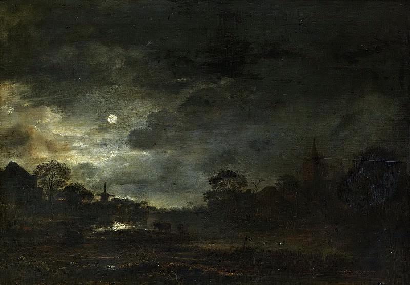 Арт ван дер Нер -- Пейзаж при свете луны, 1630-1677. Рейксмузеум: часть 3