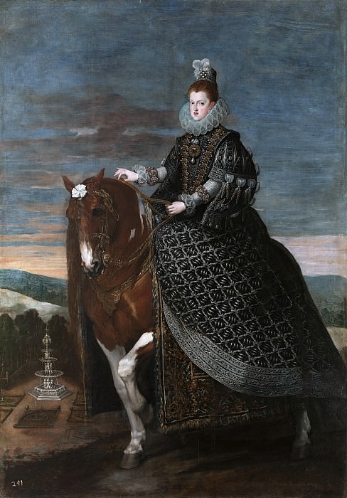 Velázquez, Diego Rodríguez de Silva y (y otros) -- La reina Margarita de Austria, a caballo. Part 3 Prado Museum