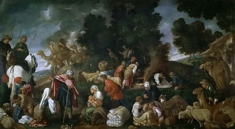 Orrente, Pedro de -- Labán busca los ídolos. Part 3 Prado Museum