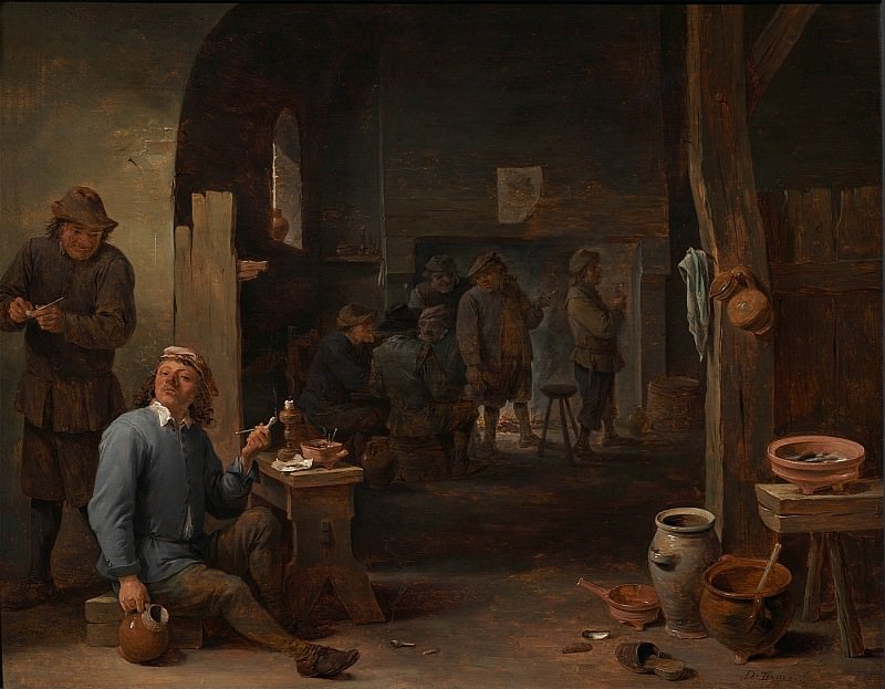 David Teniers The Younger The interior of an inn with peasants smoking by a table and conversing before a fire 27930 20. Европейская живопись; часть 1