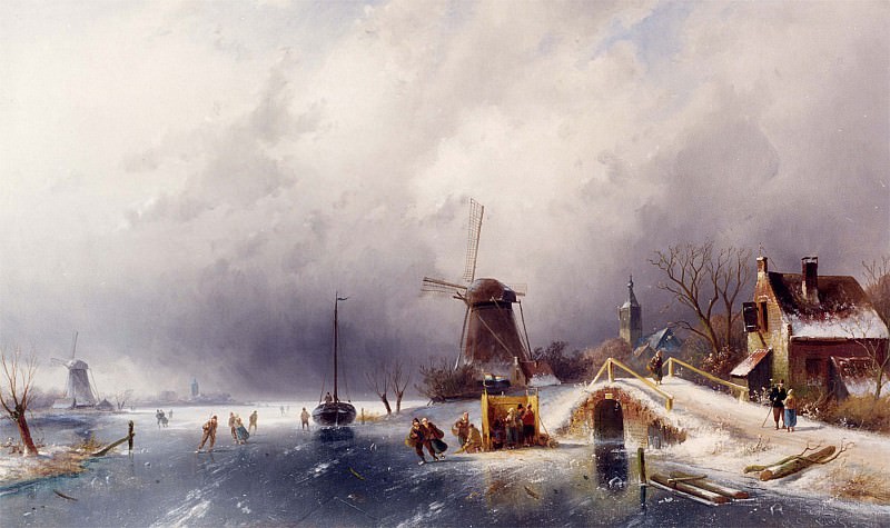 Charles Henri Joseph Leickert Skaters in a Winter Landscape Holland 12142 2426. European art; part 1