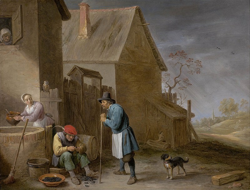 David Teniers The Younger A peasant eating mussels at a farm 42088 20. European art; part 1