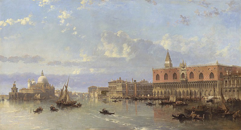 David Roberts View of the Doges Palace and the Piazzetta Venice with Santa Maria della 99899 20. Европейская живопись; часть 1
