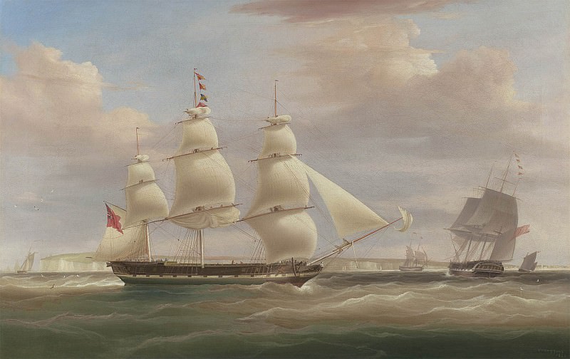 William John Huggins The Hon East India Co ship Inglis in two positions off Dover 99039 20. часть 5 -- European art Европейская живопись