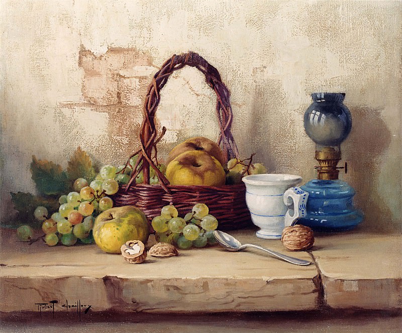 Robert Chailloux Still Life with Basket of Fruit 11982 2426. часть 5 - европейского искусства Европейская живопись