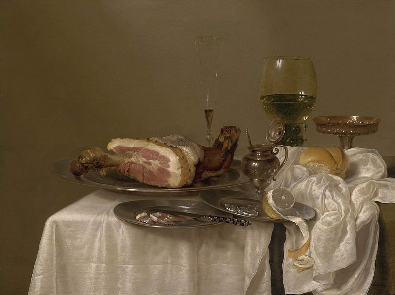 Хеда, Виллем Клас Still life with a hock of ham 98680 20. часть 5 - европейского искусства Европейская живопись