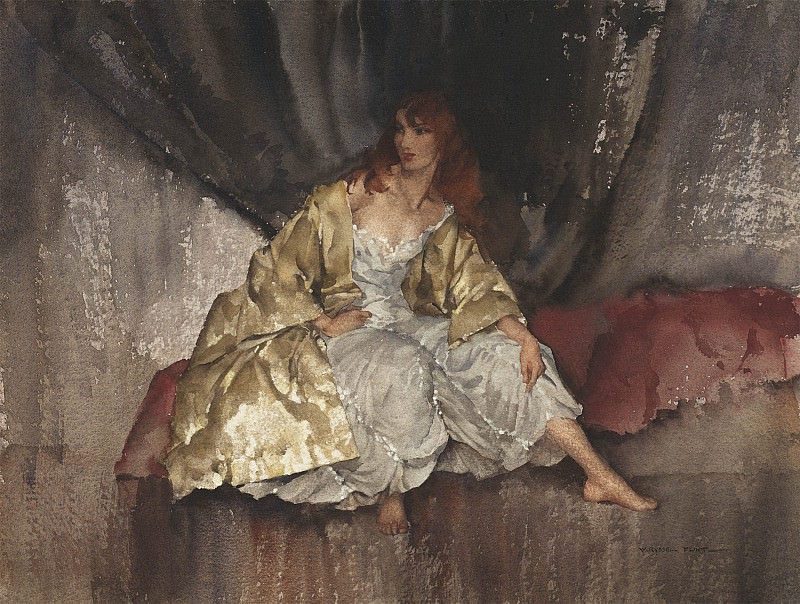 Сэр Уильям Рассел Флинт - Босая девушка в золотистом верхнем платье. часть 5 - европейского искусства Европейская живопись