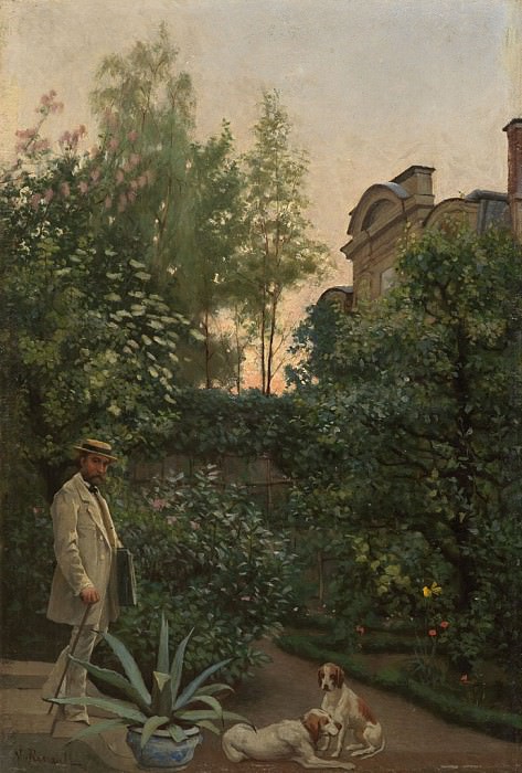 Victor Jacques RENAULT DES GRAVIERS In the Garden 79199 121. часть 5 - европейского искусства Европейская живопись